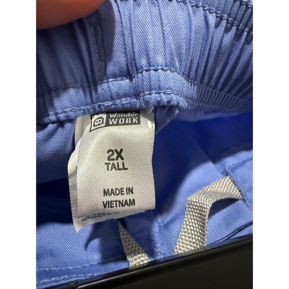 WonderWink Work Mens 2X-Tall Ceil Blue Scrub Pants With Drawstring & Stretch - Picture 3 of 7